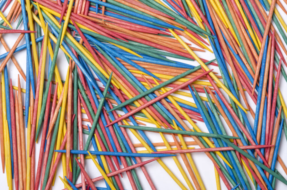 Colorful toothpicks or pick-up sticks
