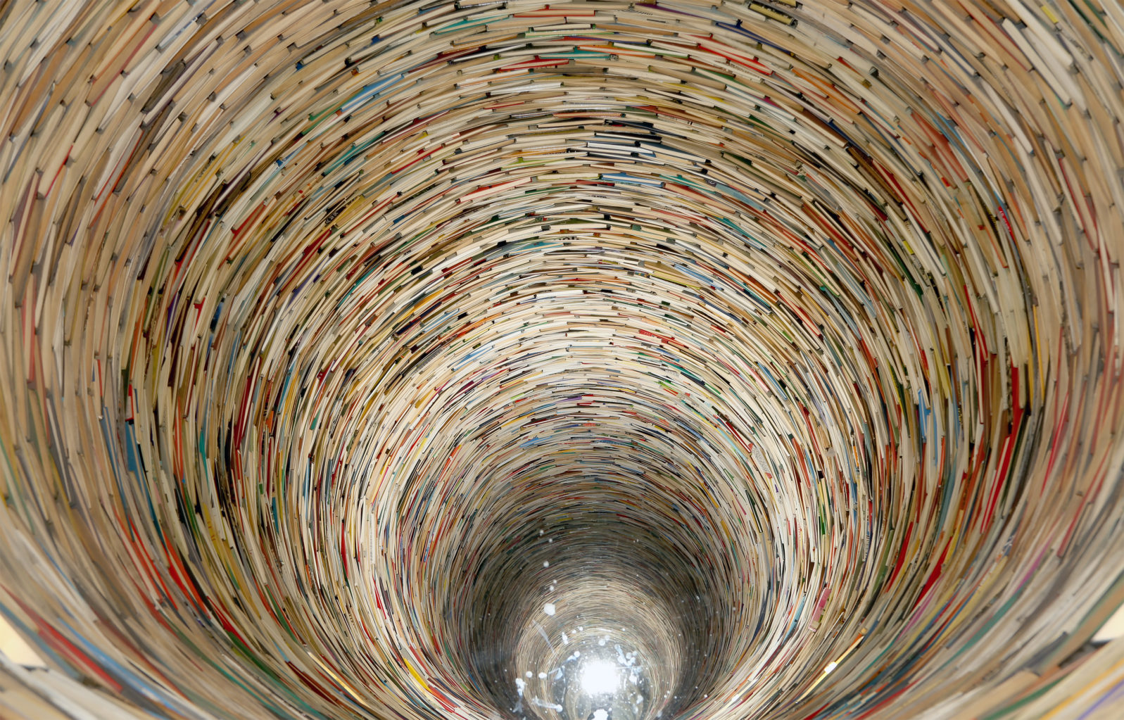 book tunnel in Prague library -- mirrors are used to create this effect of an infinite library