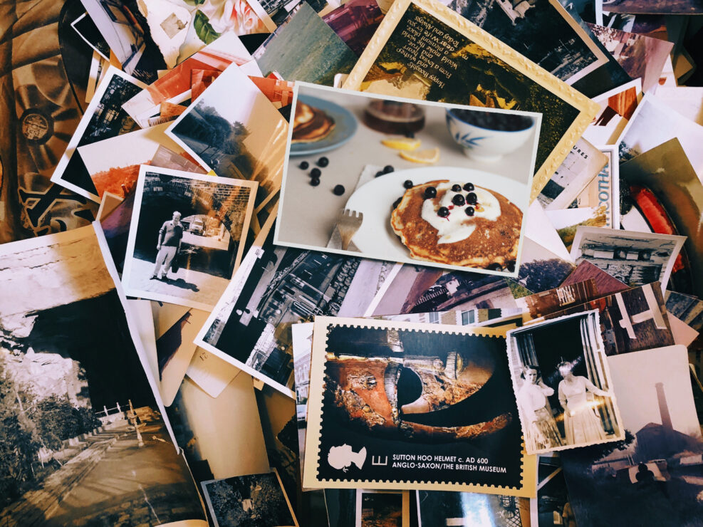 A pile of photographic memories with a pancake photo