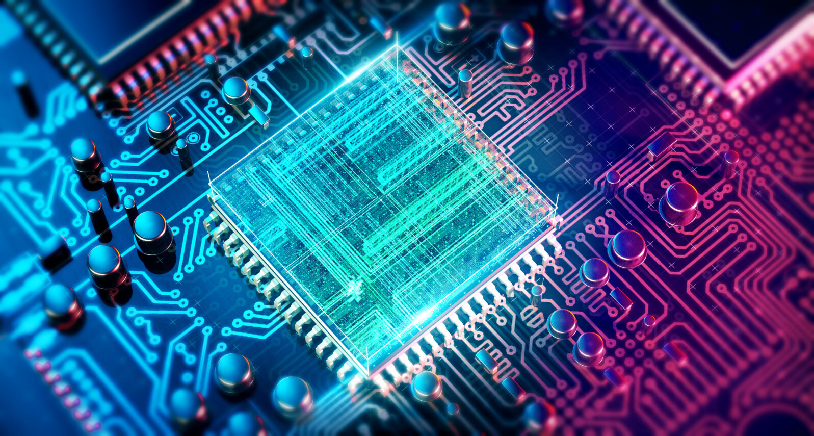 Circuit board. Electronic computer hardware technology. Motherboard digital chip. Tech science EDA background. Integrated communication processor. Information CPU engineering 3D render background