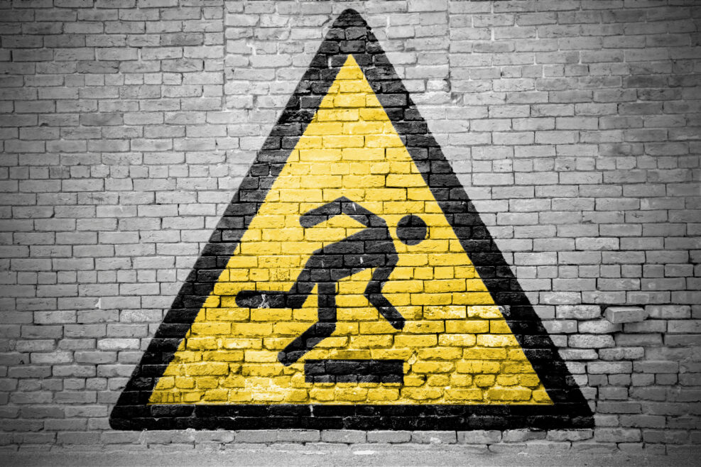 Warning Sign about Stumbling