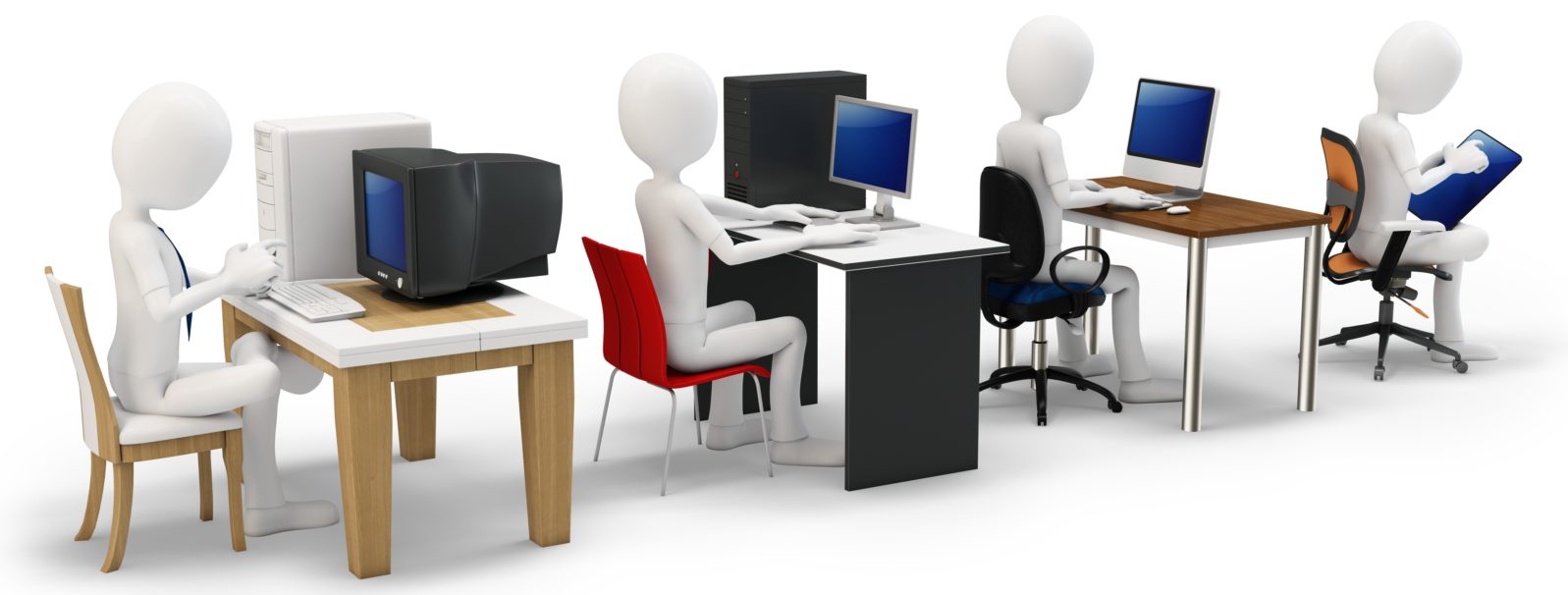 3d man with computer evolution concept
