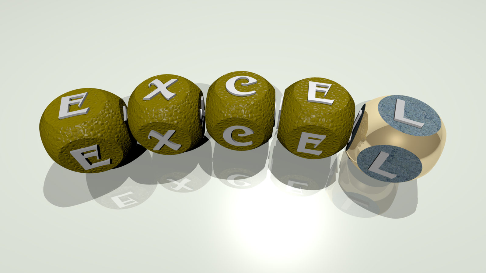 excel combined by dice letters and color crossing for the related meanings of the concept. illustration and icon