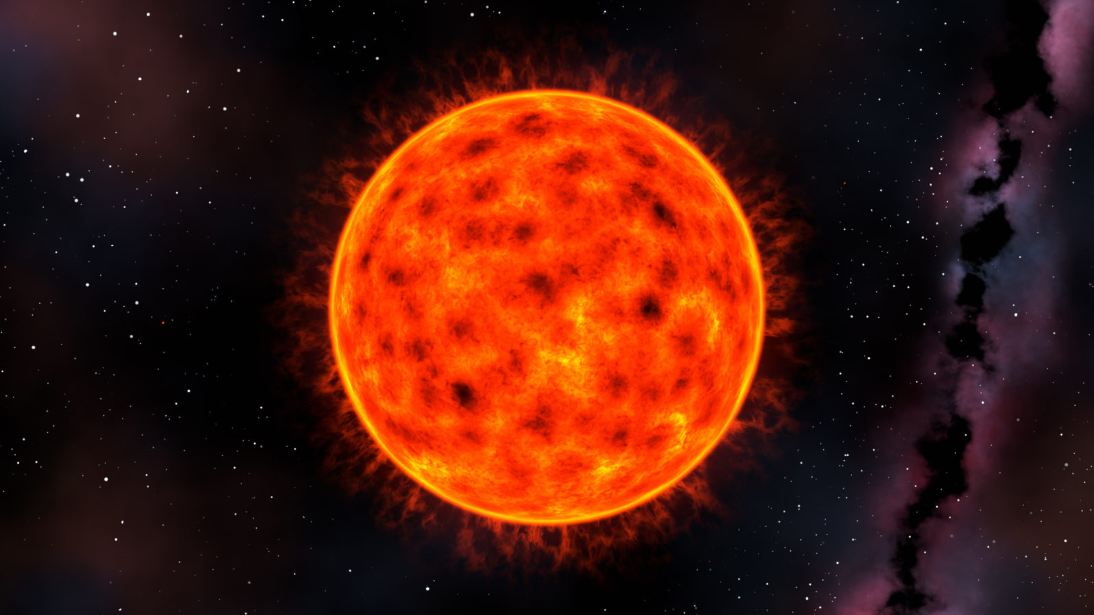 red dwarf star sun space view, 3d render