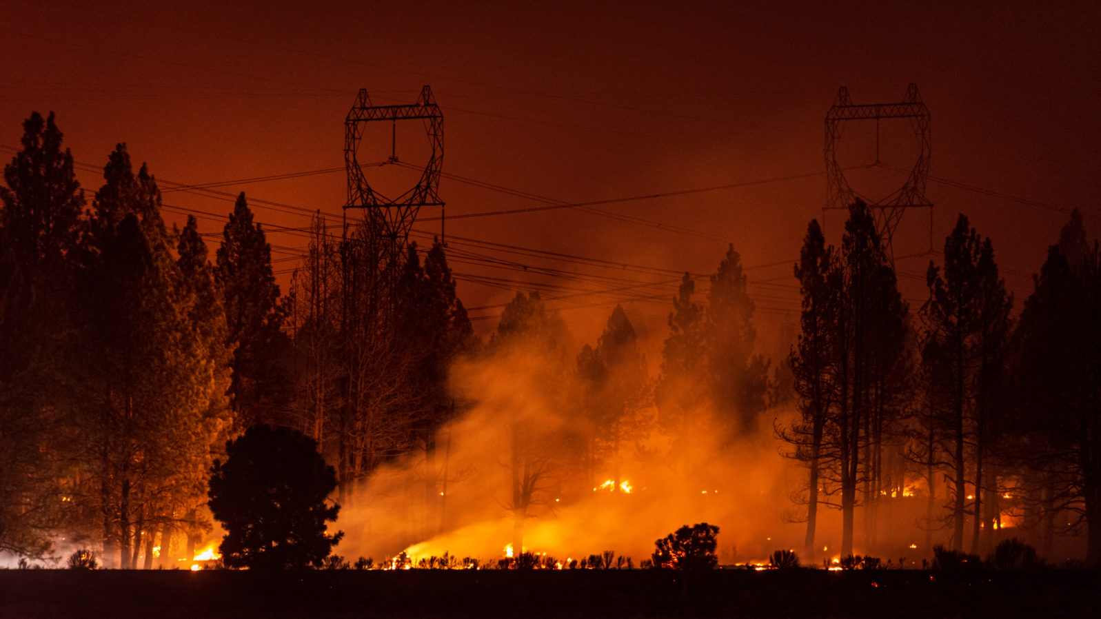 Wildfire under transmission power lines