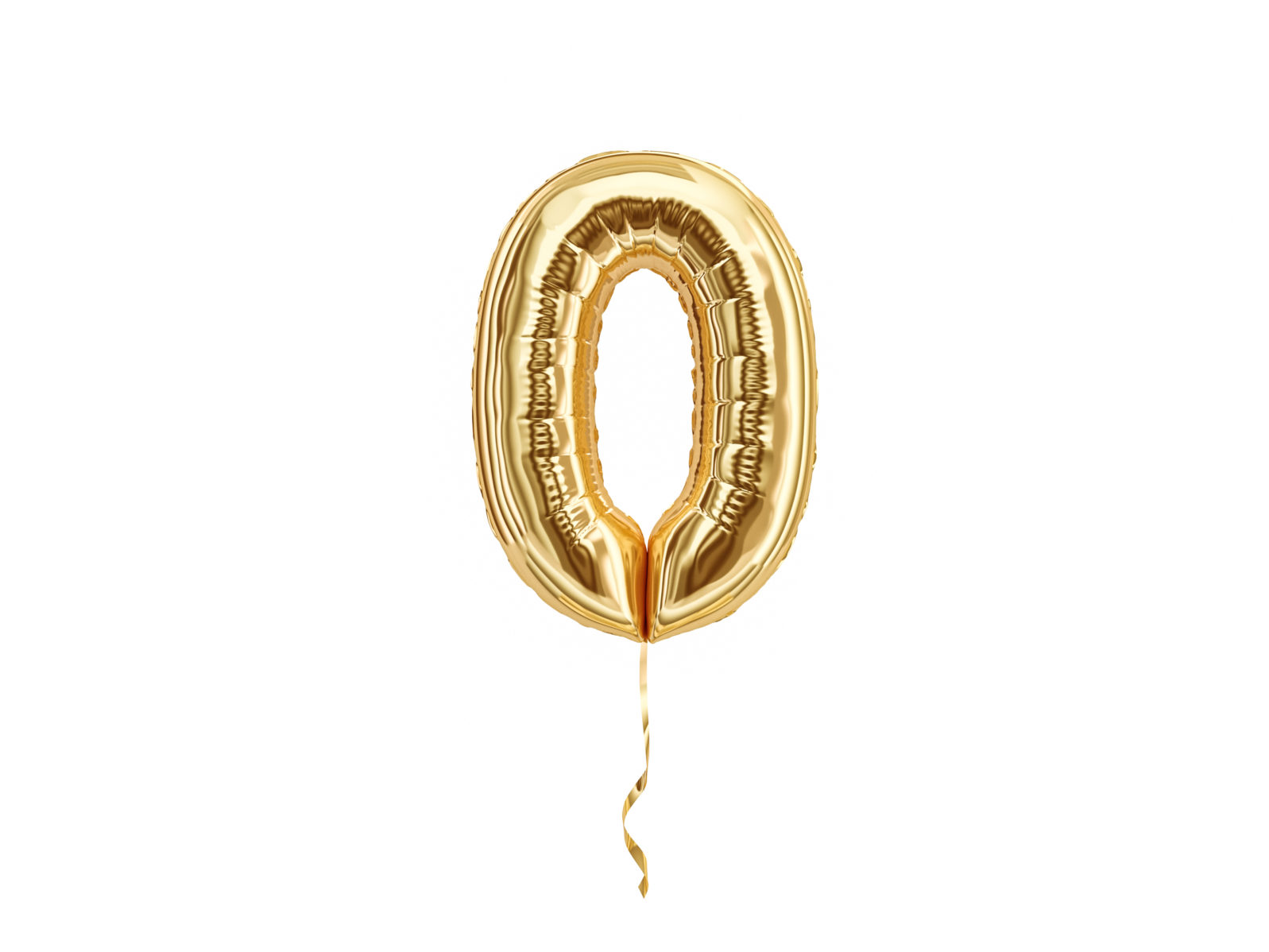 0. Foil balloon number Zero isolated on white background