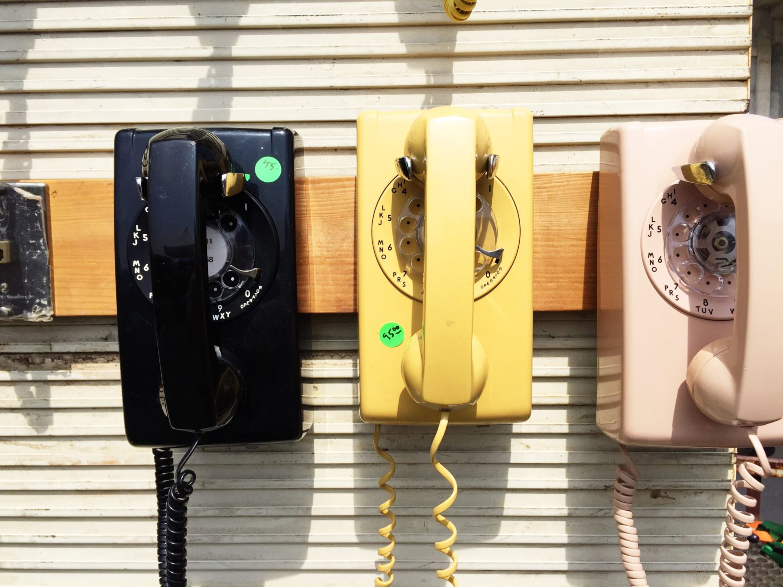 Old-fashioned Telephones Mounted On Wall