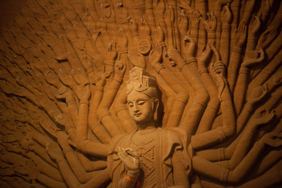 Hindu Goddess Statue Against The Wall
