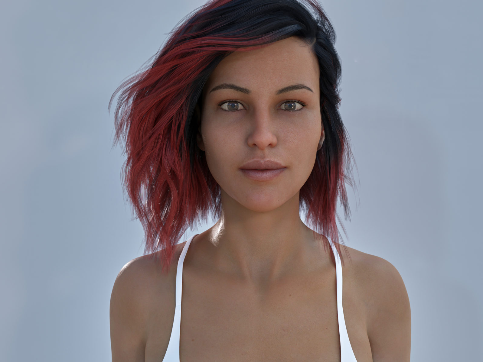 3D render beautiful woman computer generated photo realistic to to illustrate the uncanny valley effect