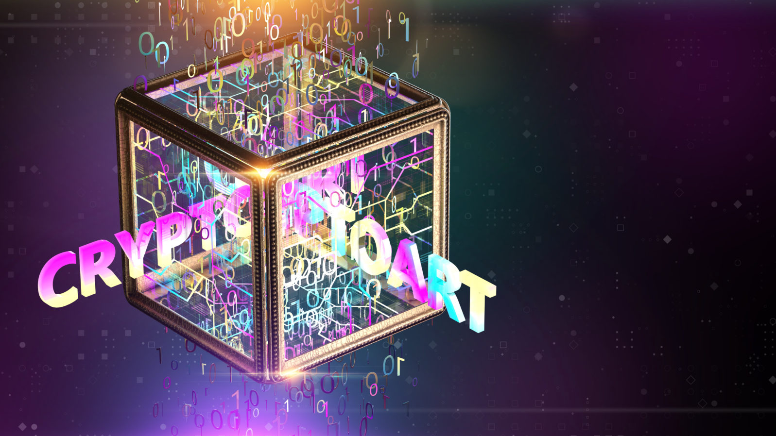 NFT non fungible tokenscrypto art on colorful abstract background. Pay for unique collectibles in games or art. 3d render of NFT crypto art collectibles concept