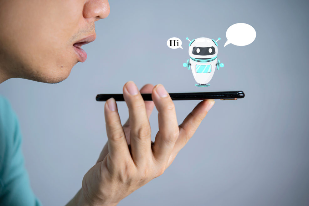 Digital chatbot, robot application, conversation assistant, AI Artificial Intelligence concept.