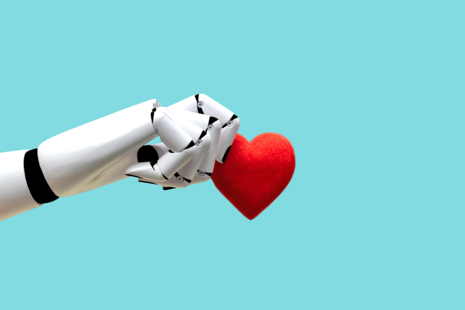 Robot hand holding heart Technology Future Power
