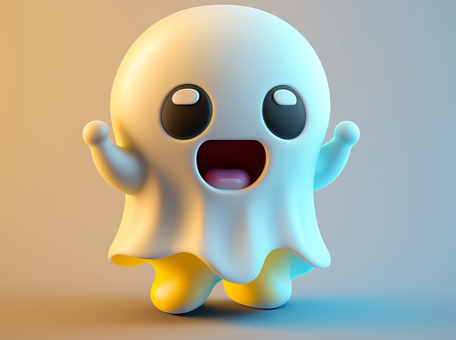 Cute 3D Snapchat Ghost Cartoon Character