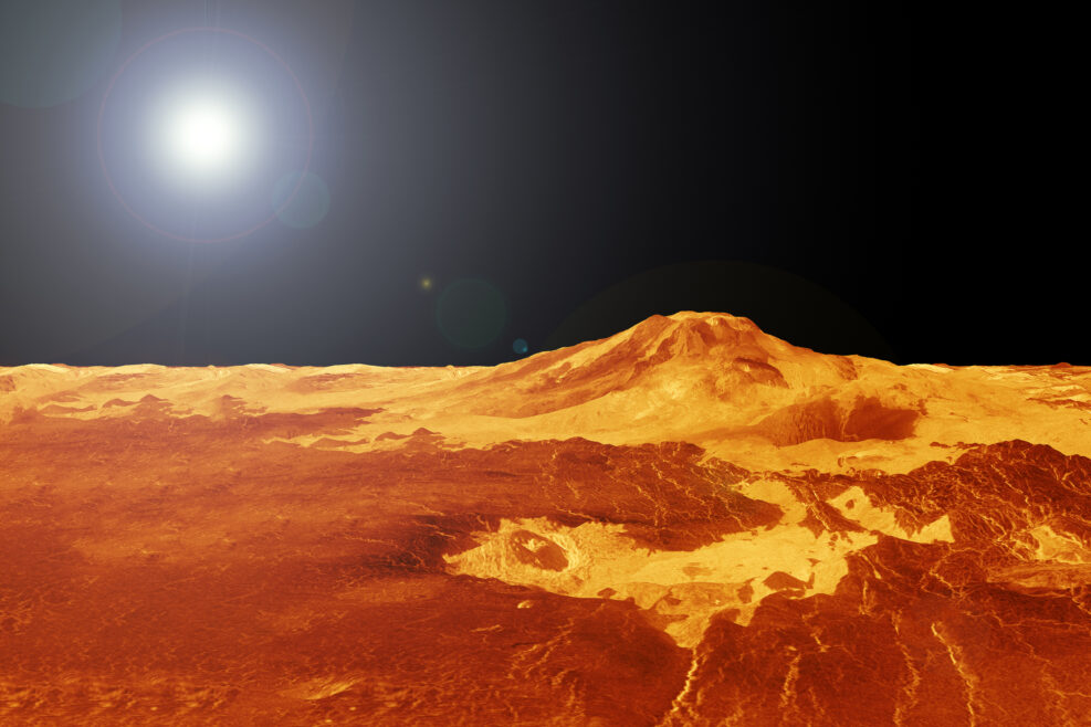 The surface of Venus, the irregularities of the planet. Elements of this image furnished by NASA