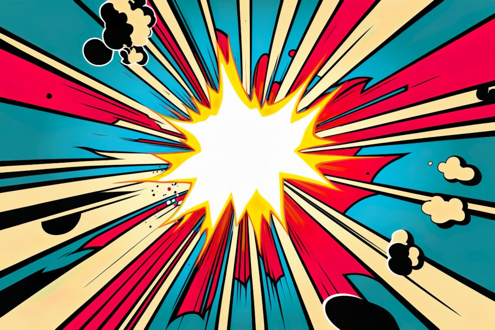 Colorful Pop Art Comic Book Explosion with Radiant Radial Lines Background for an Action packed Design AI Generated