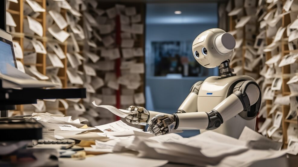 Un robot IA traite le courrier