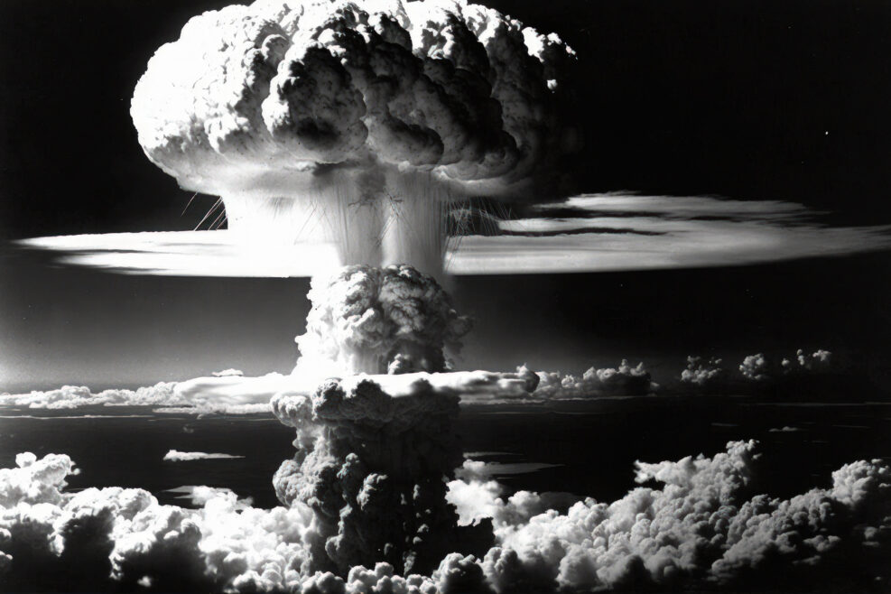 Atomic weapon. After the US bomber Enola Gay dropped the atomic bomb on Hiroshima, Japan, in 1945. Generative AI