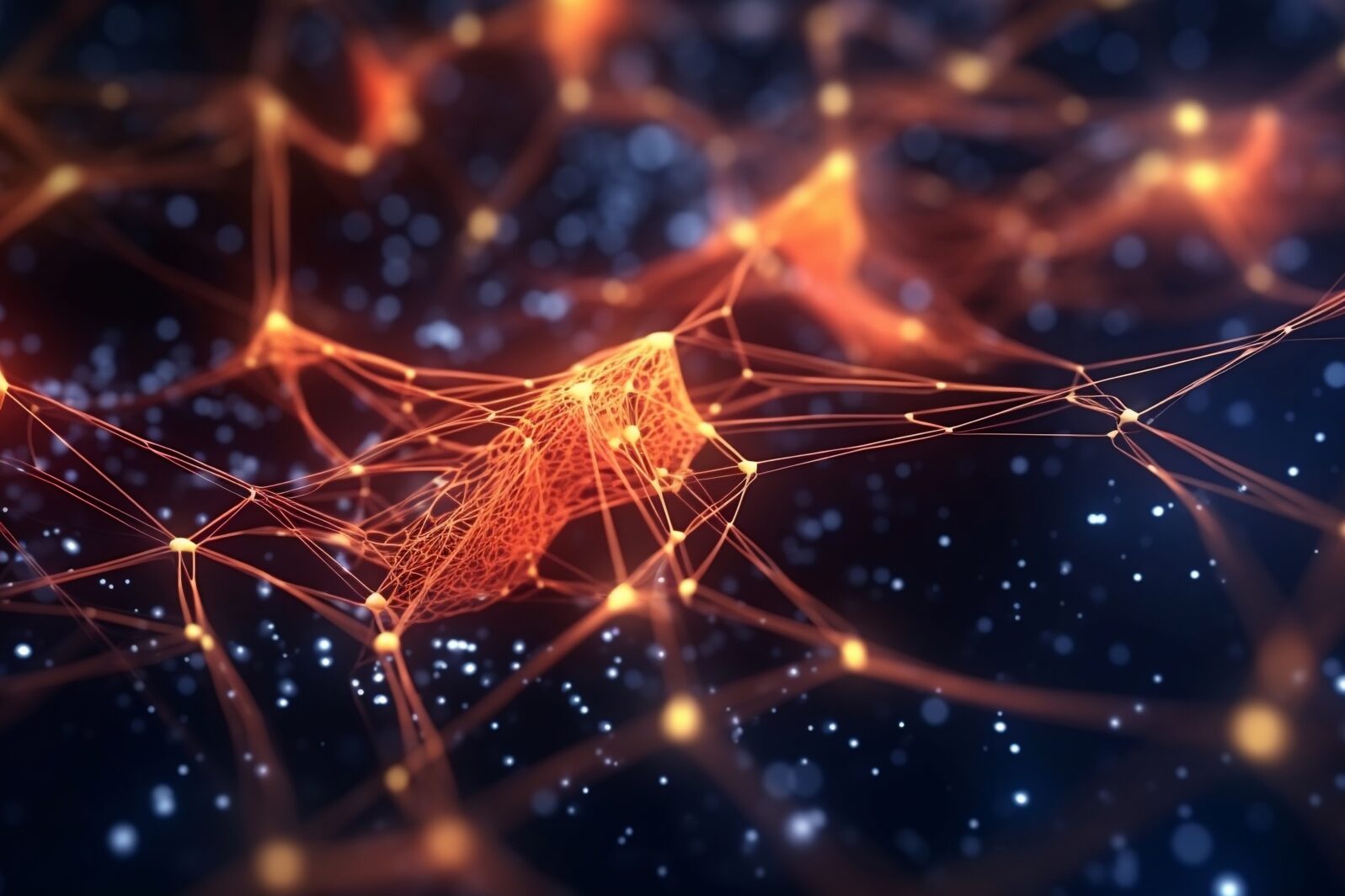 Neon Nanotech in Cyberspace: A 3D Illustration. Generative AI.