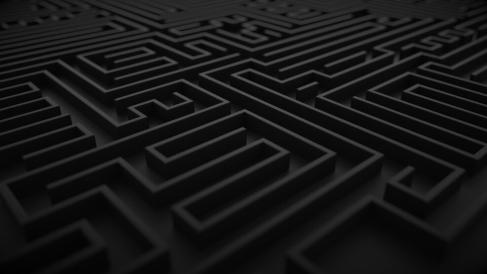 Black labyrinth background with dof focus
