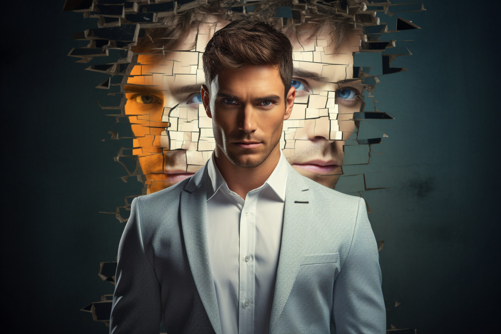 Businessman in split personality concept. High quality photo