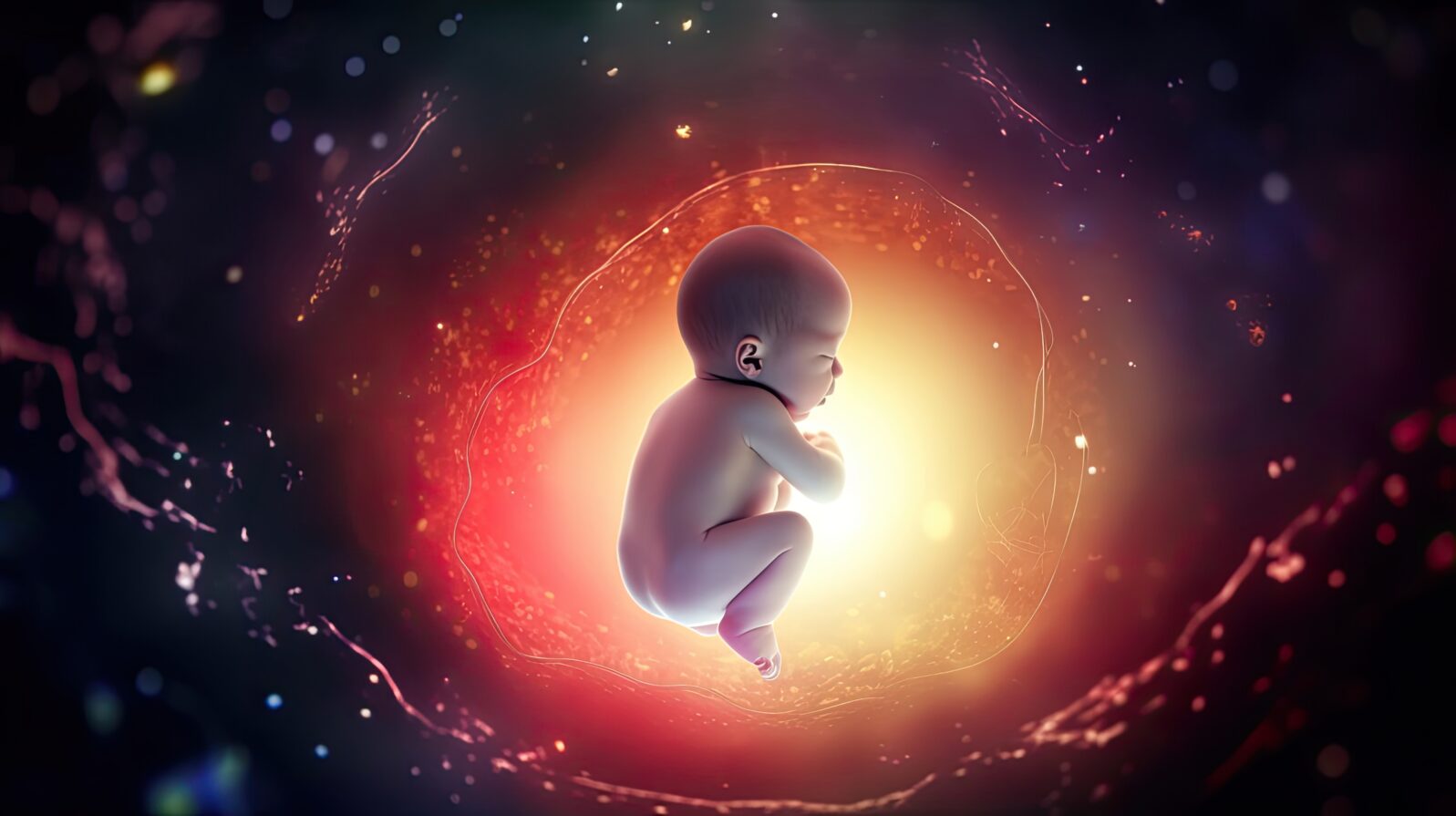 Child in womb, unborn little baby in utero of mother, development of human fetus during pregnancy, family planning pregnancy planning concept, endure pregnancy and easy childbirth, generative AI