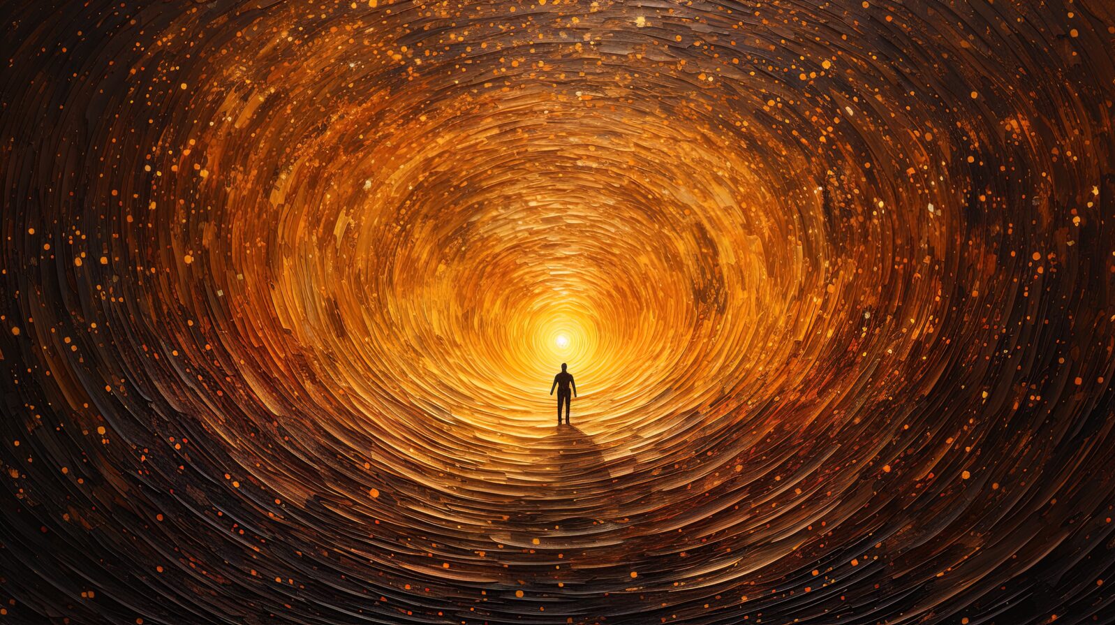 Concept tunnel of light in near death experience, soul finding their ascension, astral trip, astral projection, people going through the portal of karma, death and birth. Spirituality, esoteric.