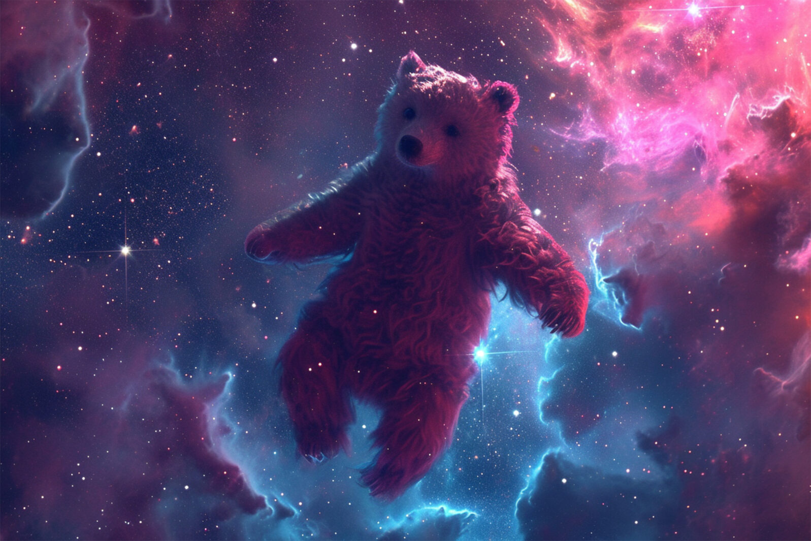 illustration of a bear floating in space
