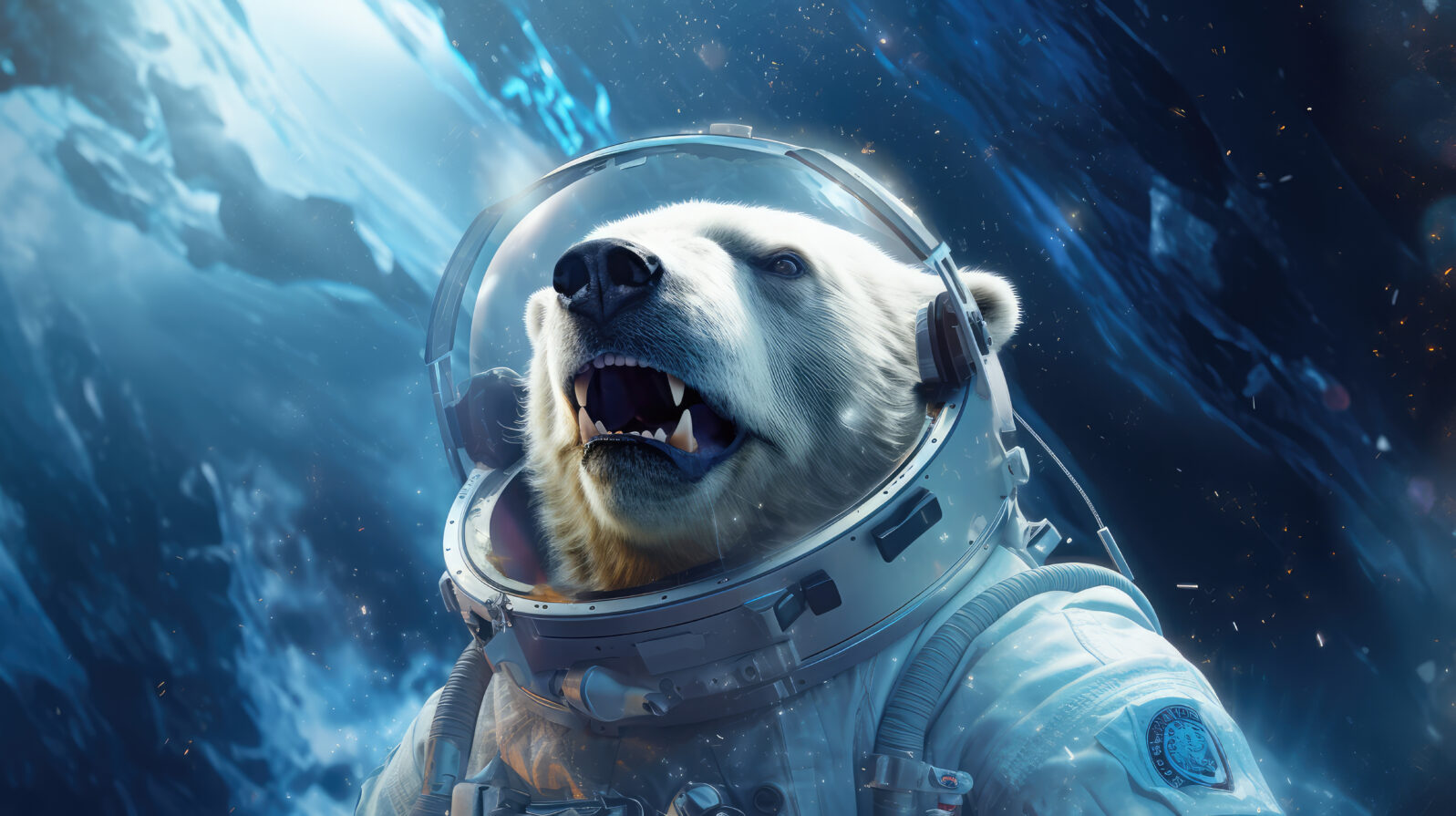 polar bear astronaut in space suit, generative ai