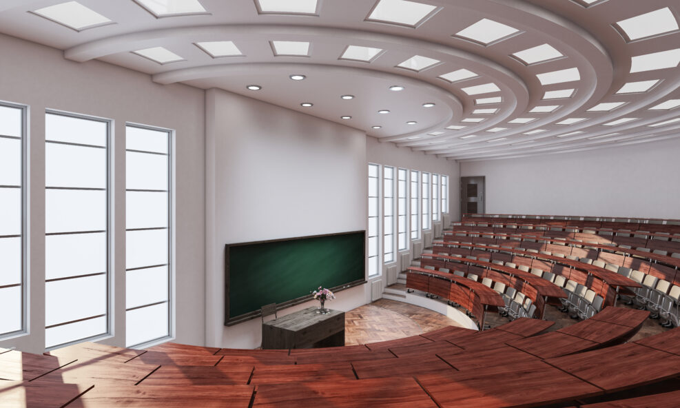 3d rendering of High Angle View Inside a Conference Hall