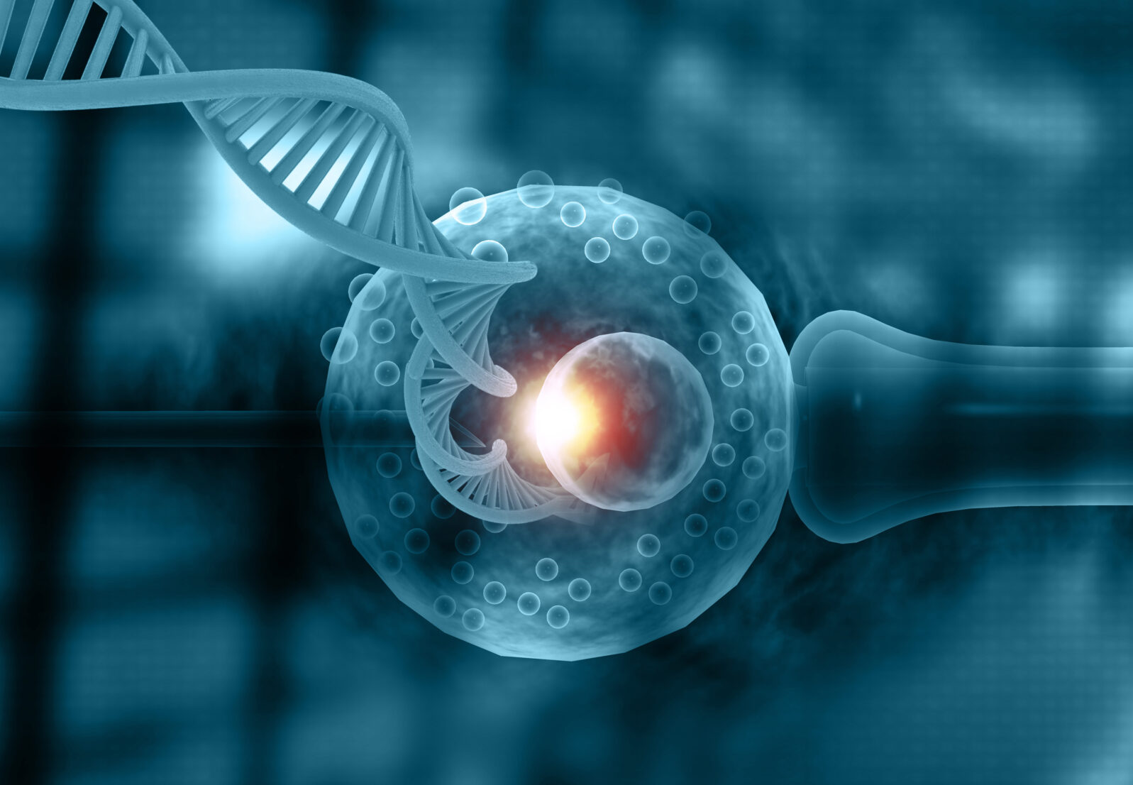 Vitro Fertilization. IVF with DNA strand. 3d illustration.