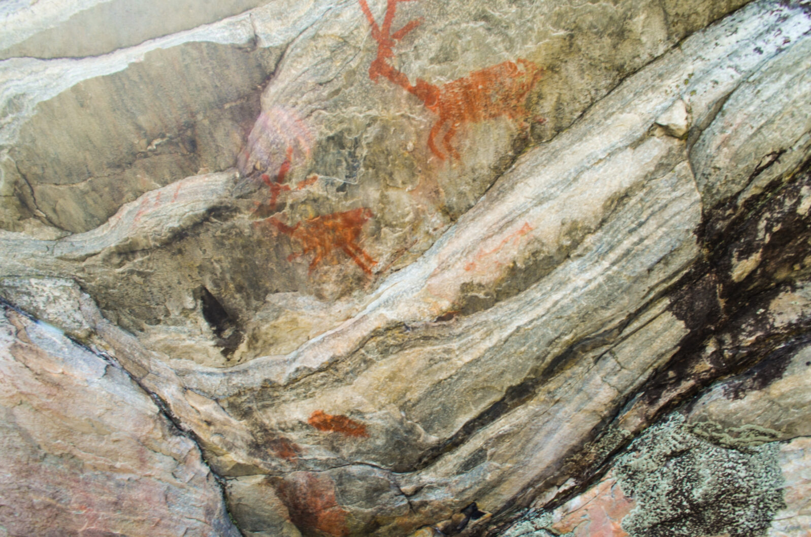 Cave paintings over five thousand years old painted on rocks in the Serra do Cipó region, Brazil