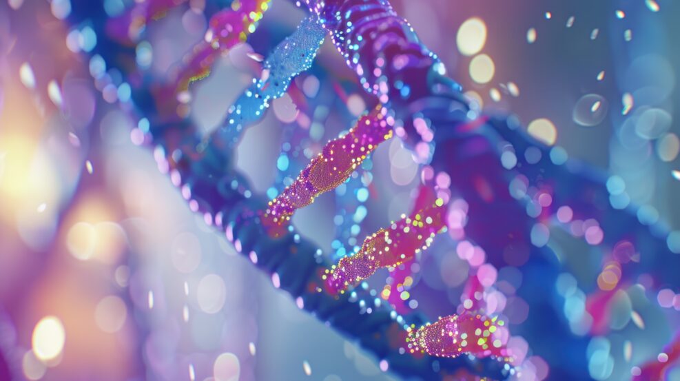 DNA, biology, origin of life, genetic science, close-up shot, ultrafine detail, colorful