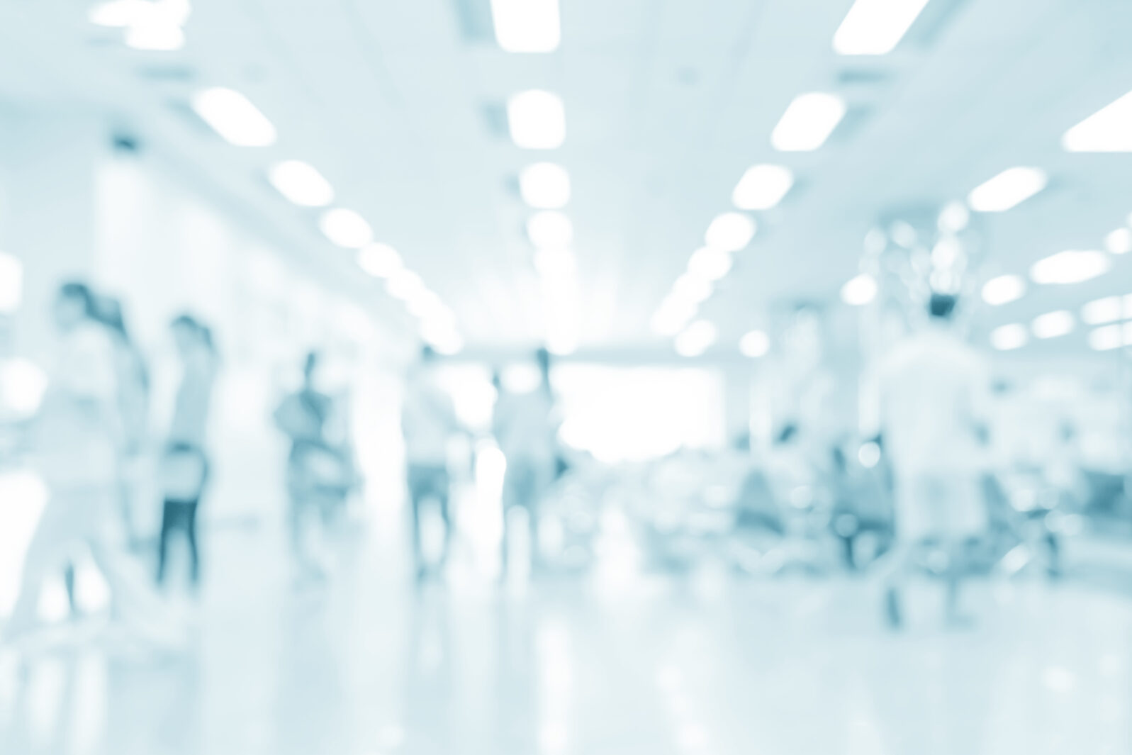 Blurred interior of hospital - abstract medical background.