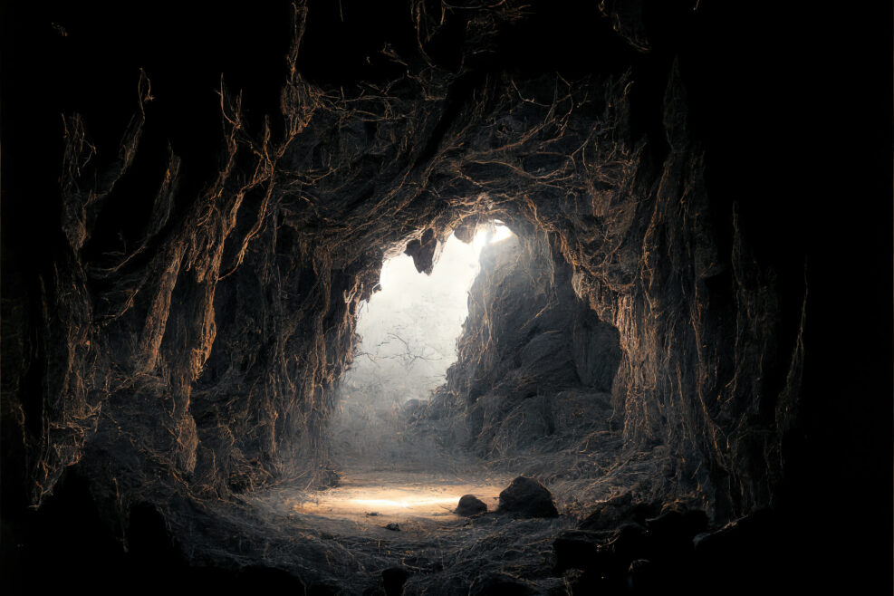 Empty cave looking out