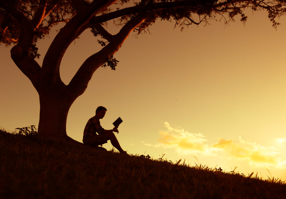 Man reading in the park