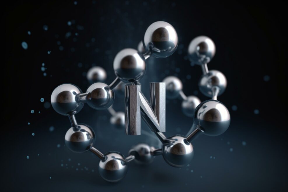 Representation of the nitrogen molecule with the n2 symbol. Generative AI