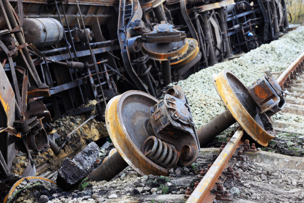 Site of a train derailed accident