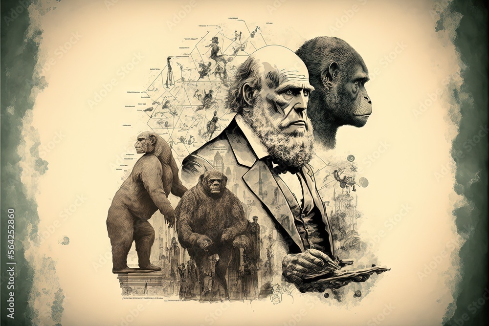 World Darwin Day representing the evolotuion theory illustration generative ai