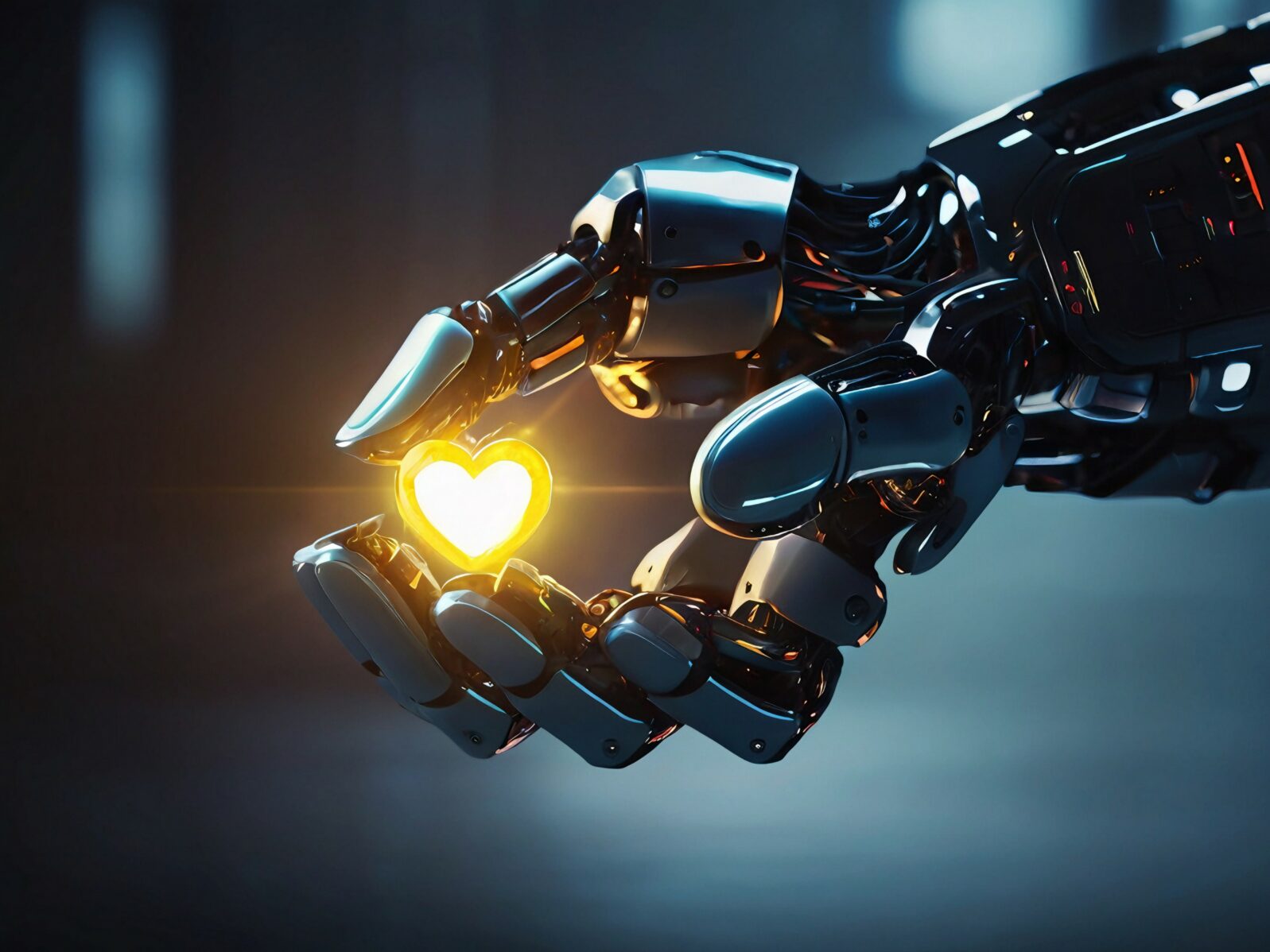 Modern health care a robot hand holding a love symbol concept, with awesome-looking, nice color combination