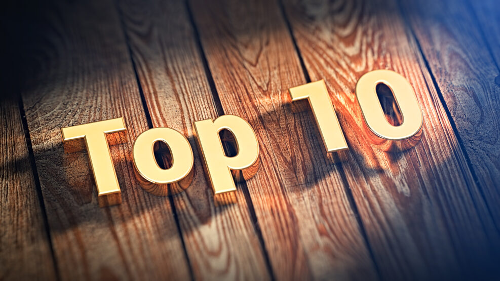 Word Top 10 on wood planks