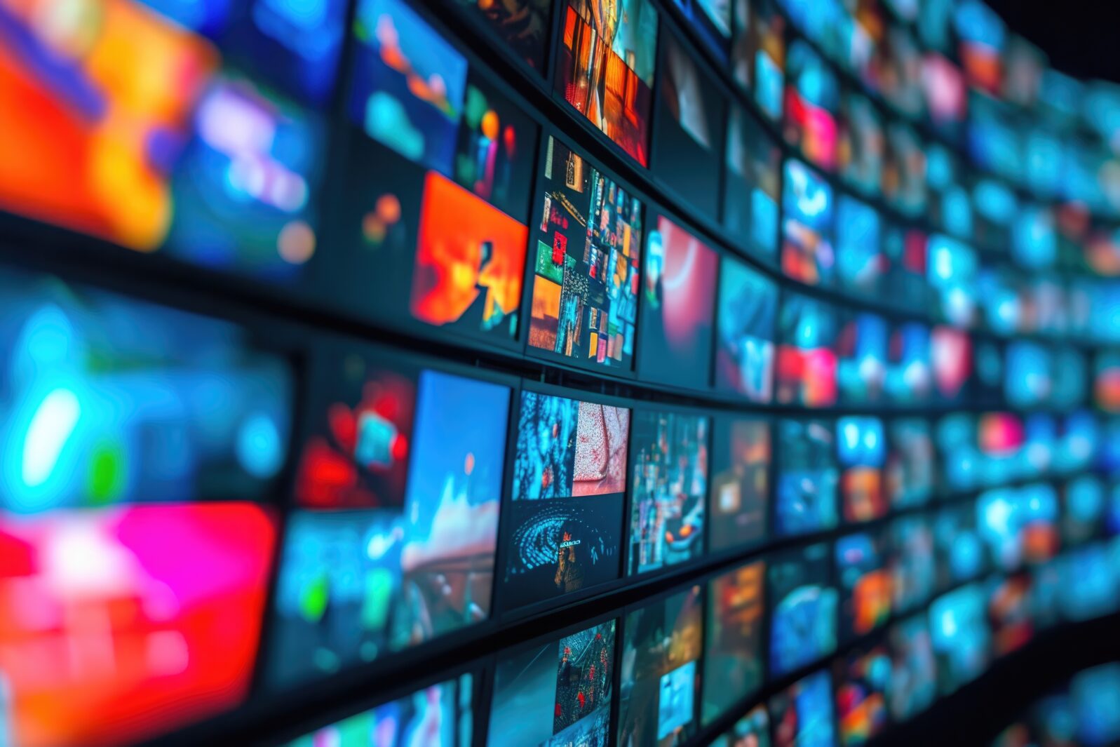 A wall filled with various types of televisions. Perfect for illustrating technology, entertainment, or media concepts