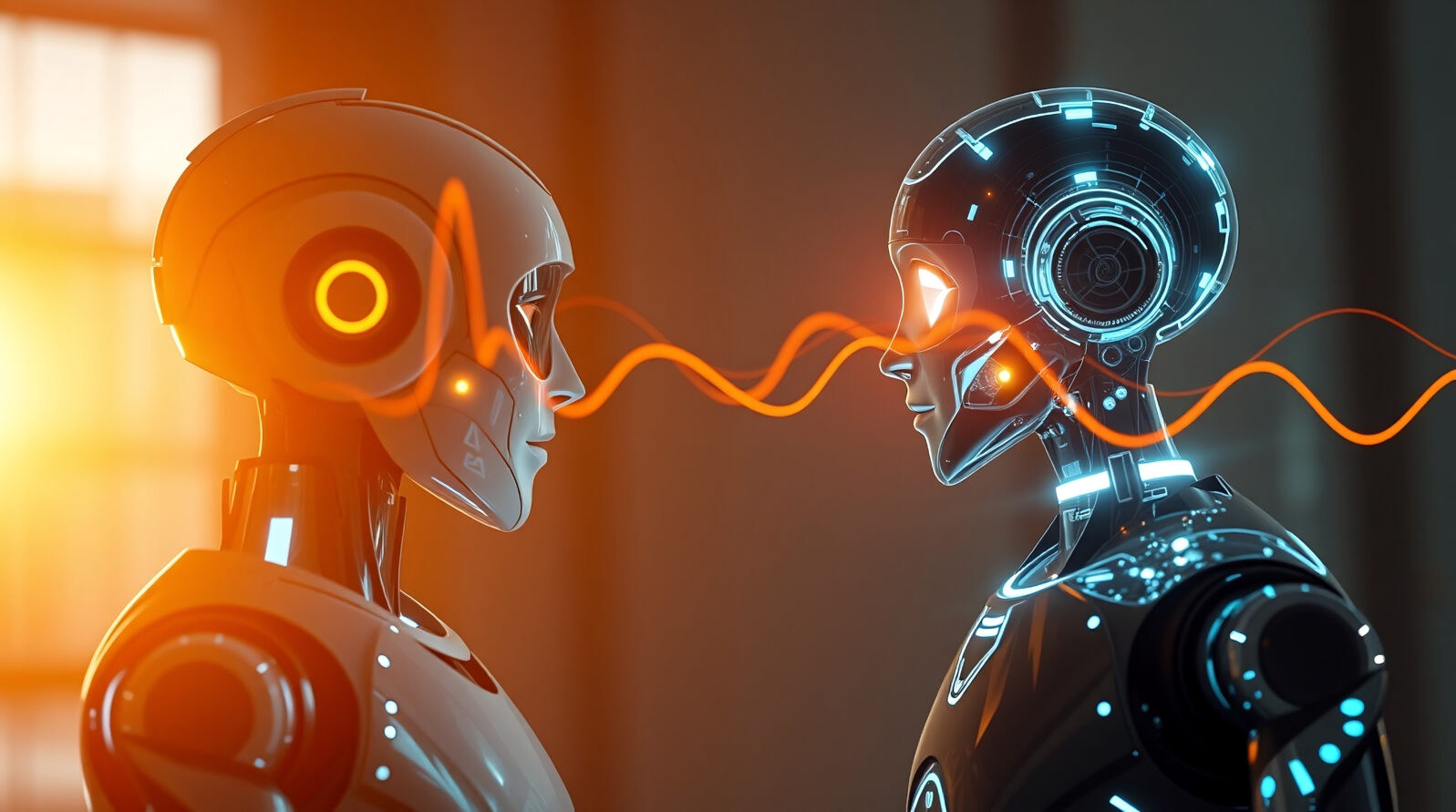 Ultramoderne Androide Roboter unterhalten sich in einer Sprache, die Menschen nicht verstehen können. Der Gibberlink Modus kann zur Gefahr für die Menschheit werden.