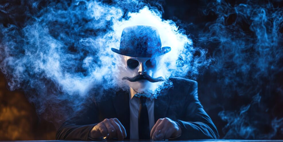 man with smoking head - vaudeville villain