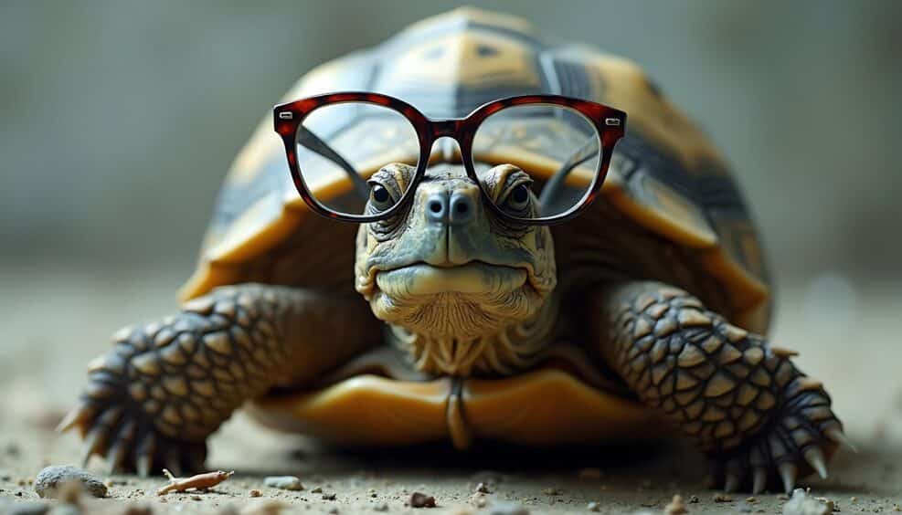 Smart Turtle with Glasses: A Hilarious and Adorable Reptile Portrait