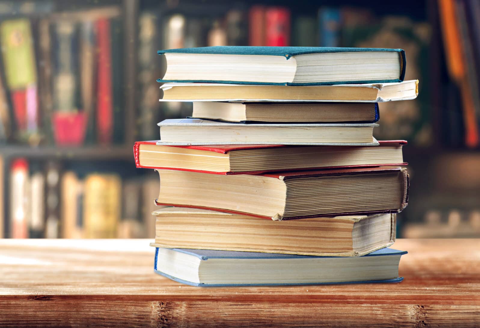 A stack of books on the shelf