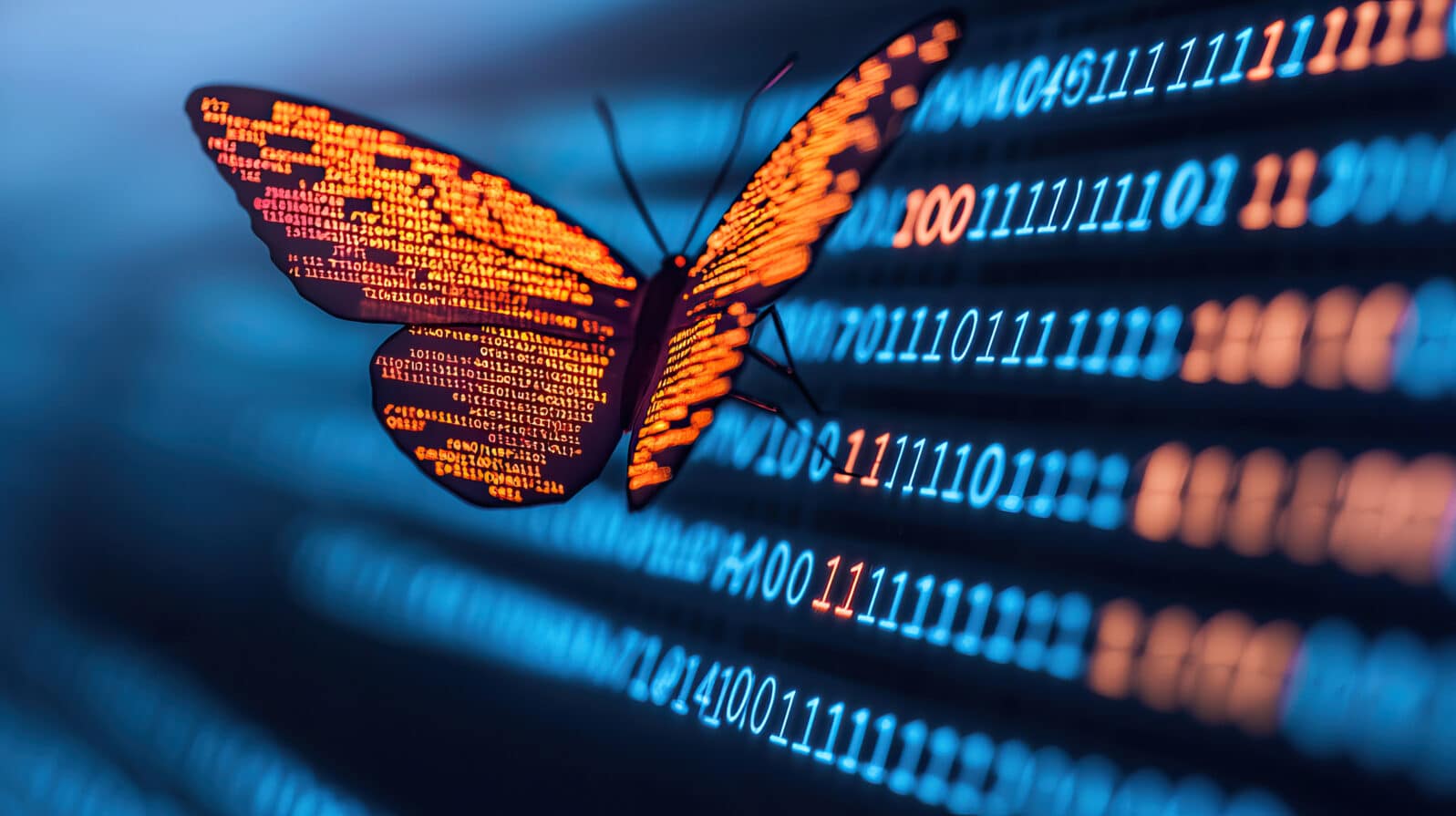 butterfly emerges from digital world showcasing beautiful effect of technology on nature wonders