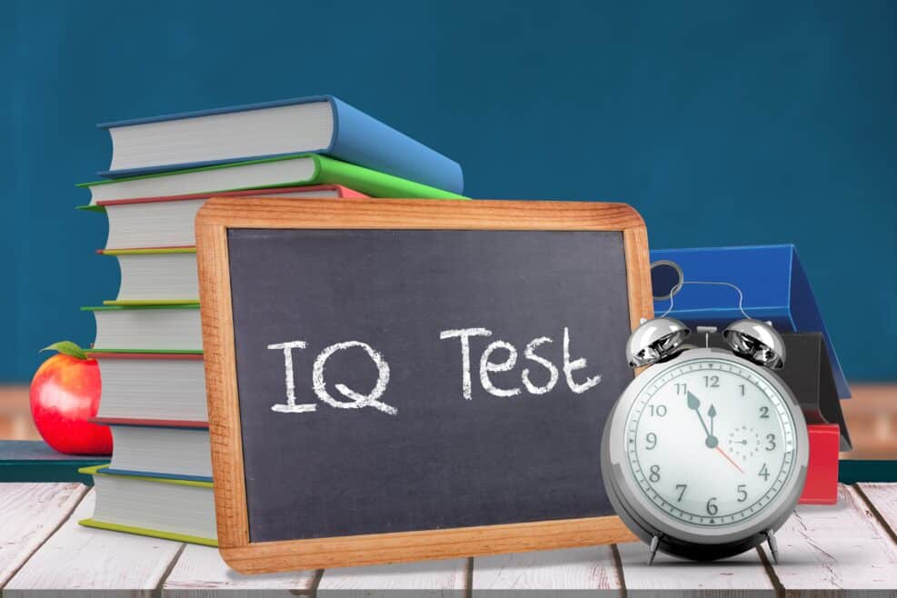 Composite image of word iq test