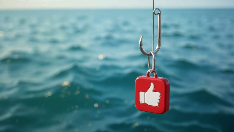 Creative representation of social media engagement. A red