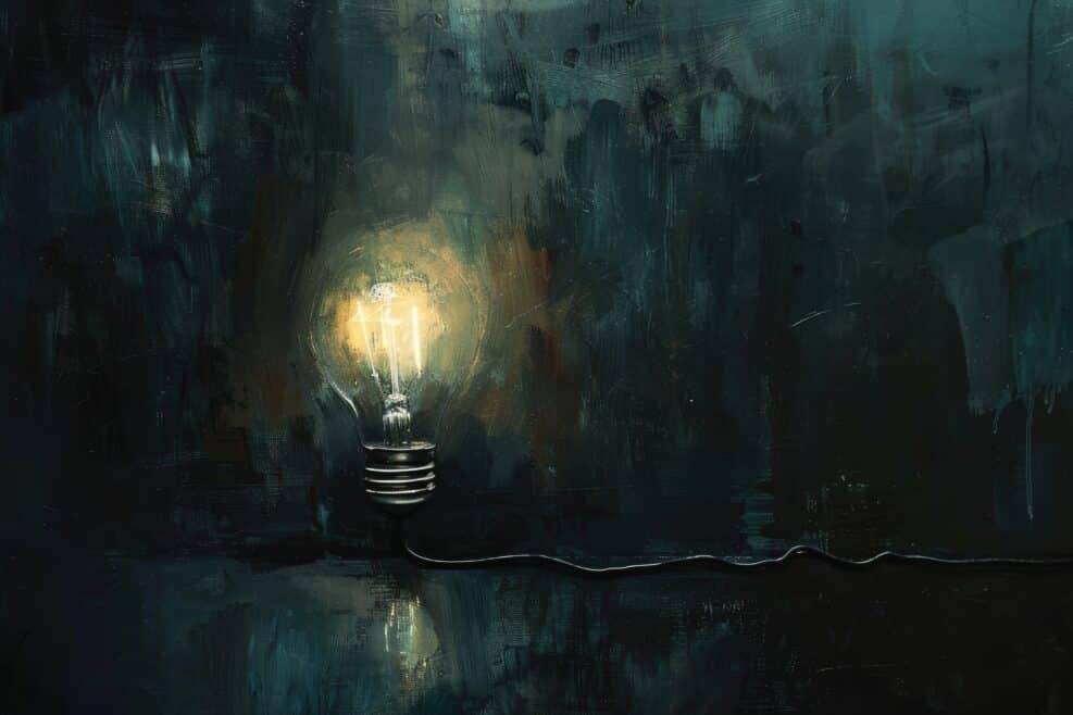 Glowing Light Bulb in the Dark