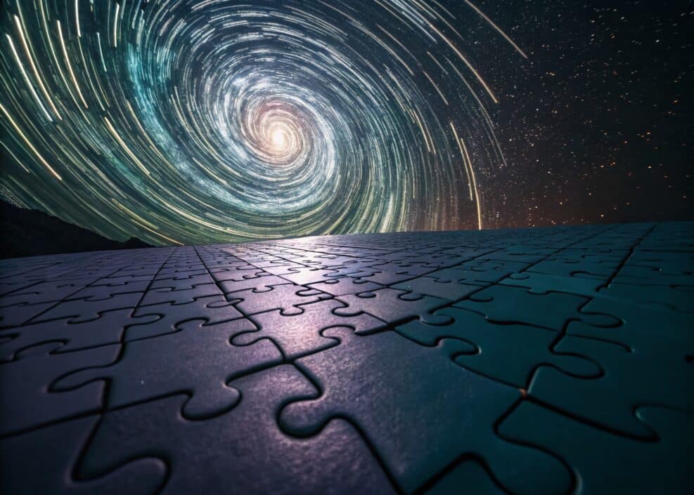 Intriguing Brain Teaser Game: Long Exposure Photo of Abstract Puzzle Pieces